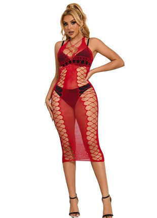 SUBBLIME - 952327 LANGES ROTES NETZ-KLEID EINE GRÖSSE