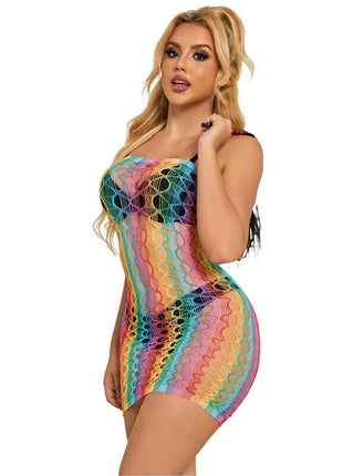 SUBBLIME - 952365 RAINBOW NETZ-KLEID MIT FREIEN SCHULTERN EINE GRÖSSE