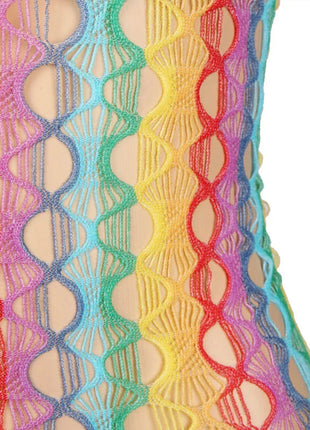 SUBBLIME - 952365 RAINBOW NETZ-KLEID MIT FREIEN SCHULTERN EINE GRÖSSE