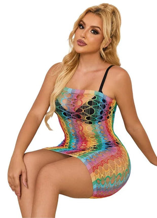 SUBBLIME - 952365 RAINBOW NETZ-KLEID MIT FREIEN SCHULTERN EINE GRÖSSE