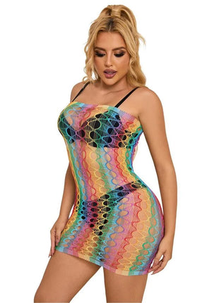 SUBBLIME - 952365 RAINBOW NETZ-KLEID MIT FREIEN SCHULTERN EINE GRÖSSE