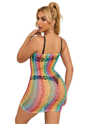 SUBBLIME - 952365 RAINBOW NETZ-KLEID MIT FREIEN SCHULTERN EINE GRÖSSE