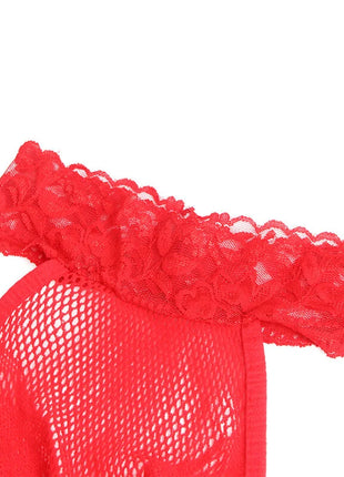 SUBBLIME - 952372 BODYSTOCKING AUS NETZ UND SPITZE MIT HOHER HALS UND OHNE SCHRITT ROT EINE GRÖSSE - Bodystocking