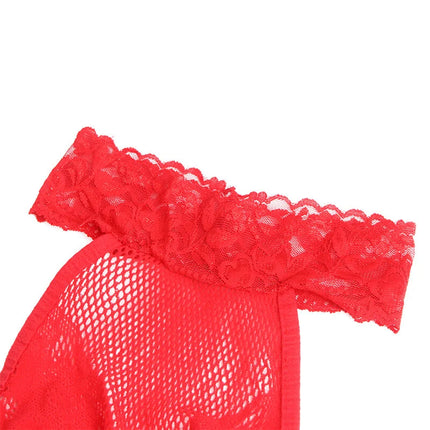 SUBBLIME - 952372 BODYSTOCKING AUS NETZ UND SPITZE MIT HOHER HALS UND OHNE SCHRITT ROT EINE GRÖSSE - Bodystocking