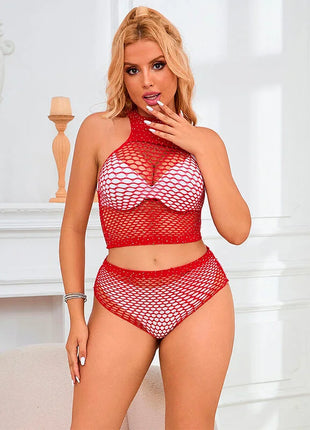 SUBBLIME - 952402 NETZSET MIT ROSA DIAMANTEN EINE GRÖSSE - BH & Slip