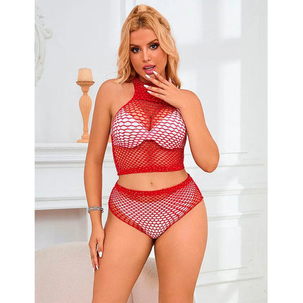 SUBBLIME - 952402 NETZSET MIT ROSA DIAMANTEN EINE GRÖSSE - BH & Slip