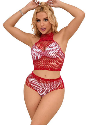 SUBBLIME - 952402 NETZSET MIT ROSA DIAMANTEN EINE GRÖSSE - BH & Slip