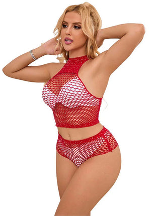 SUBBLIME - 952402 NETZSET MIT ROSA DIAMANTEN EINE GRÖSSE - BH & Slip