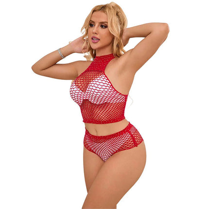 SUBBLIME - 952402 NETZSET MIT ROSA DIAMANTEN EINE GRÖSSE - BH & Slip