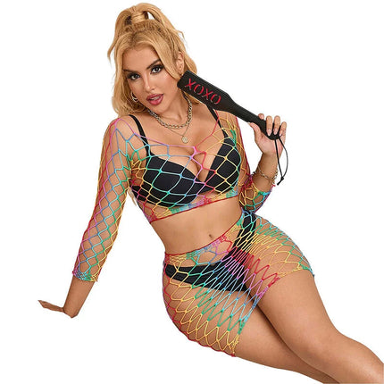 SUBBLIME - 952440 2-TEILIGER NETZ-SATZ LANGARM REGENBOGEN EINE GRÖSSE - BH & Slip