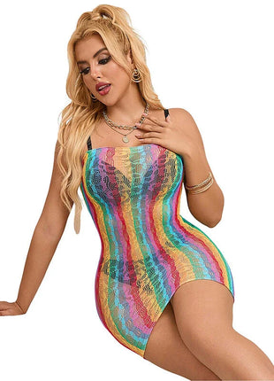 SUBBLIME - 952457 RAINBOW OFF SHOULDER RMELLOSER NETZ KLEID EINE GRÖSSE