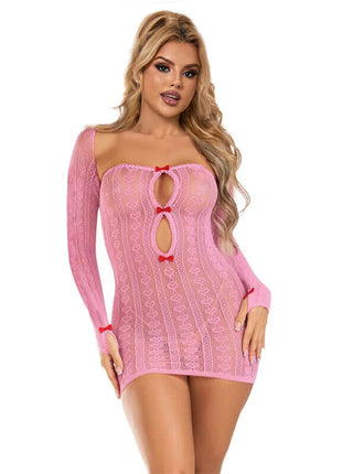 SUBBLIME - 952471 ROSA NETZ-KLEID EINE GRÖSSE