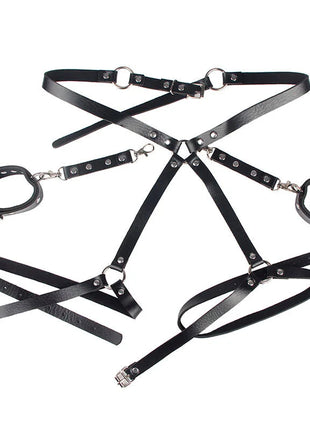 SUBBLIME - 953690 HANDSCHELLEN MIT BONDAGE-GÜRTEL SCHWARZ EINE GRÖSSE