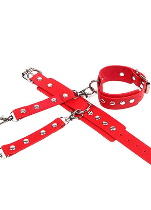 SUBBLIME - 953706 HANDSCHELLEN MIT BONDAGE-GÜRTEL ROT EINE GRÖSSE