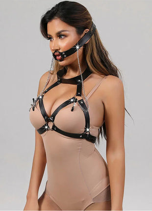 SUBBLIME - 953720 BONDAGE LEDERRIEMEN BRUSTKLEMMEN SCHWARZ EINE GRÖSSE