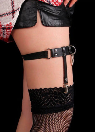 SUBBLIME - 953744 VERSTELLBARES PUNK-STRUMPFHOSE AUS LEDER SCHWARZ EINE GRÖSSE - Strumpfhose