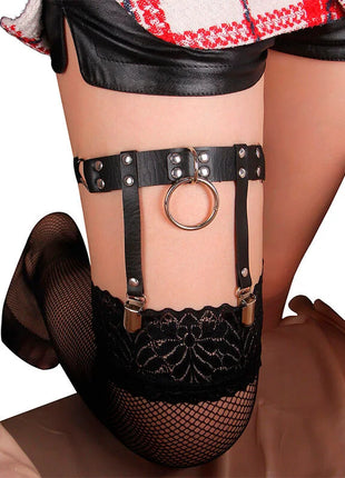 SUBBLIME - 953744 VERSTELLBARES PUNK-STRUMPFHOSE AUS LEDER SCHWARZ EINE GRÖSSE - Strumpfhose