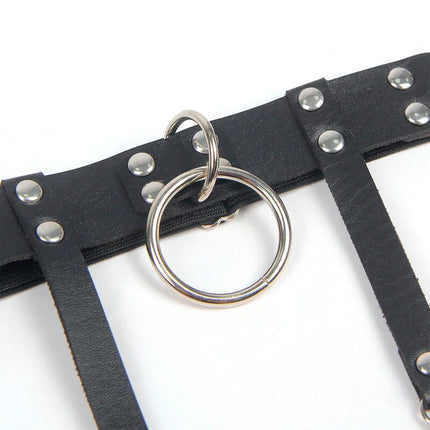 SUBBLIME - 953744 VERSTELLBARES PUNK-STRUMPFHOSE AUS LEDER SCHWARZ EINE GRÖSSE - Strumpfhose