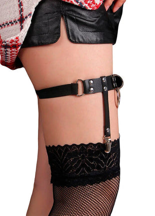 SUBBLIME - 953744 VERSTELLBARES PUNK-STRUMPFHOSE AUS LEDER SCHWARZ EINE GRÖSSE - Strumpfhose