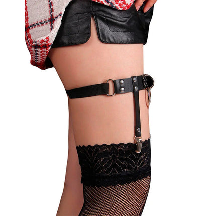 SUBBLIME - 953744 VERSTELLBARES PUNK-STRUMPFHOSE AUS LEDER SCHWARZ EINE GRÖSSE - Strumpfhose