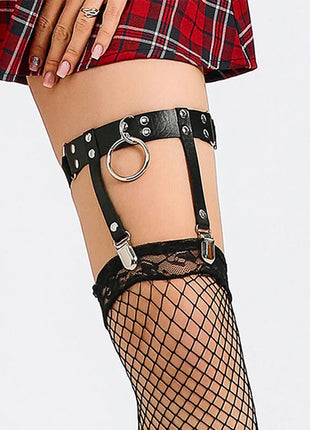 SUBBLIME - 953744 VERSTELLBARES PUNK-STRUMPFHOSE AUS LEDER SCHWARZ EINE GRÖSSE - Strumpfhose