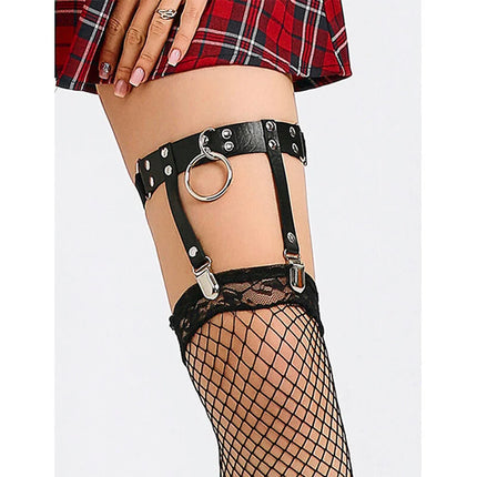 SUBBLIME - 953744 VERSTELLBARES PUNK-STRUMPFHOSE AUS LEDER SCHWARZ EINE GRÖSSE - Strumpfhose