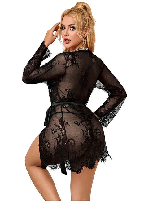 SUBBLIME - 953768 SPITZEN-NACHTHEMD + STRING SCHWARZ L/XL - Sexy Dessous-Set