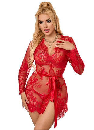 SUBBLIME - 953775 SPITZEN-NACHTHEMD + STRING ROT S/M - Sexy Dessous-Set