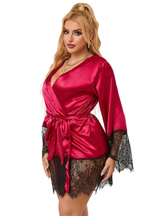 SUBBLIME - 953812 ELEGANTER SPITZENPYJAMAS + TANGA ROT S/M - Sexy Dessous-Set