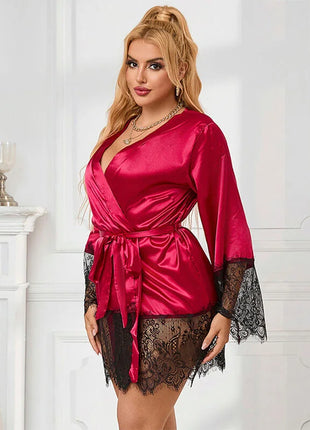 SUBBLIME - 953829 ELEGANTER SPITZENPYJAMAS + TANGA ROT L/XL - Sexy Dessous-Set
