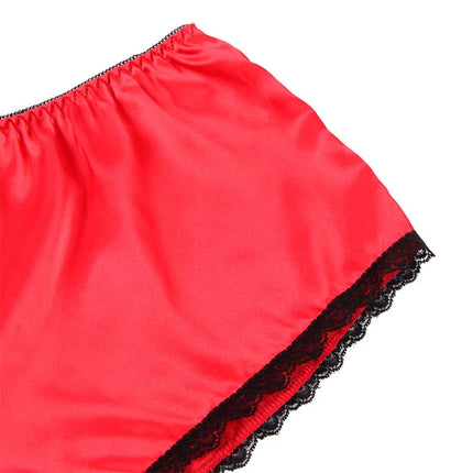 SUBBLIME - 953898 NACHTHEMD + HÖSCHEN AUS SEIDE UND SPITZE ROT S/M - Sexy Dessous-Set