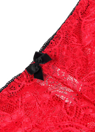 SUBBLIME - 953898 NACHTHEMD + HÖSCHEN AUS SEIDE UND SPITZE ROT S/M - Sexy Dessous-Set