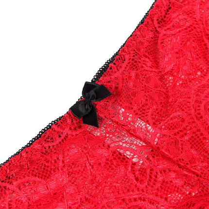 SUBBLIME - 953898 NACHTHEMD + HÖSCHEN AUS SEIDE UND SPITZE ROT S/M - Sexy Dessous-Set