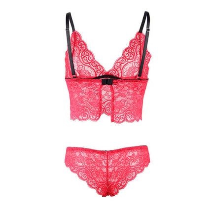 SUBBLIME - 953898 NACHTHEMD + HÖSCHEN AUS SEIDE UND SPITZE ROT S/M - Sexy Dessous-Set