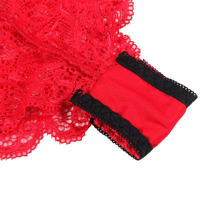 SUBBLIME - 953898 NACHTHEMD + HÖSCHEN AUS SEIDE UND SPITZE ROT S/M - Sexy Dessous-Set