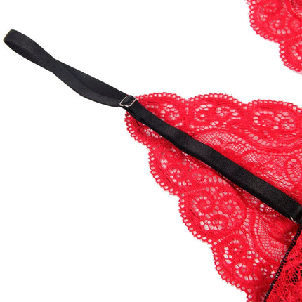 SUBBLIME - 953898 NACHTHEMD + HÖSCHEN AUS SEIDE UND SPITZE ROT S/M - Sexy Dessous-Set