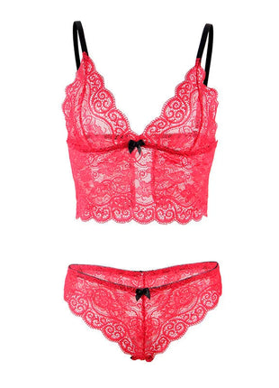 SUBBLIME - 953898 NACHTHEMD + HÖSCHEN AUS SEIDE UND SPITZE ROT S/M - Sexy Dessous-Set
