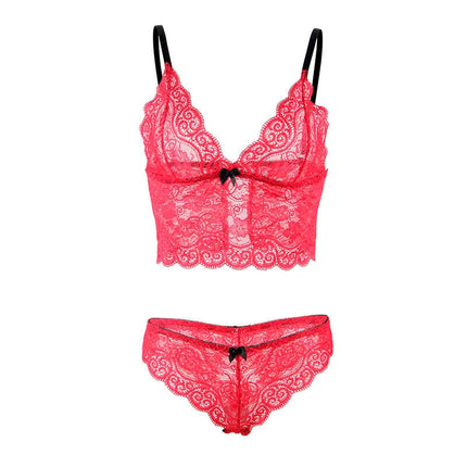 SUBBLIME - 953898 NACHTHEMD + HÖSCHEN AUS SEIDE UND SPITZE ROT S/M - Sexy Dessous-Set