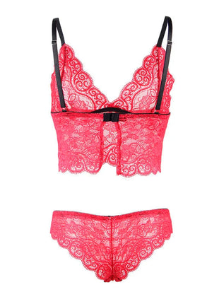 SUBBLIME - 953904 NACHTHEMD + HÖSCHEN AUS SEIDE UND SPITZE ROT L/XL - Sexy Dessous-Set
