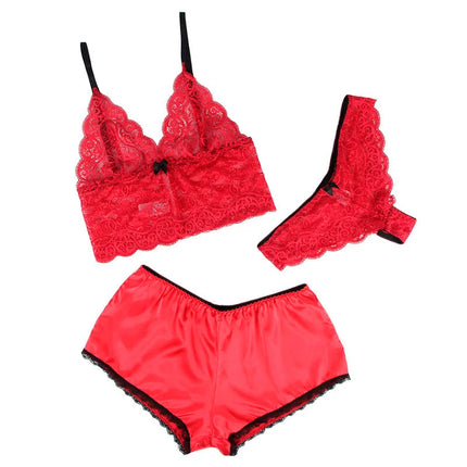 SUBBLIME - 953904 NACHTHEMD + HÖSCHEN AUS SEIDE UND SPITZE ROT L/XL - Sexy Dessous-Set