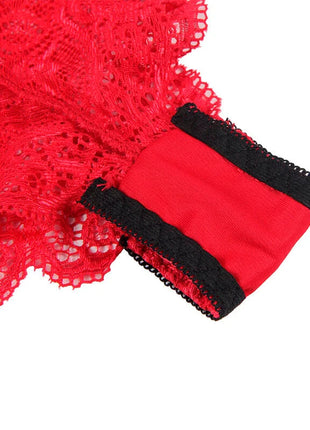 SUBBLIME - 953904 NACHTHEMD + HÖSCHEN AUS SEIDE UND SPITZE ROT L/XL - Sexy Dessous-Set