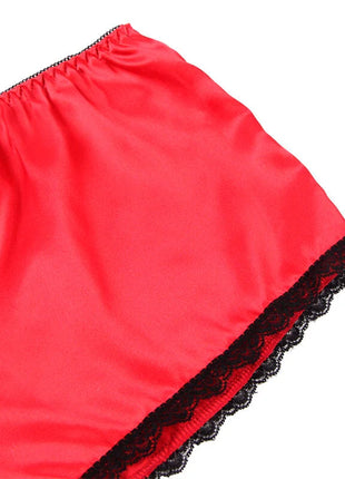 SUBBLIME - 953904 NACHTHEMD + HÖSCHEN AUS SEIDE UND SPITZE ROT L/XL - Sexy Dessous-Set