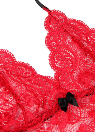 SUBBLIME - 953904 NACHTHEMD + HÖSCHEN AUS SEIDE UND SPITZE ROT L/XL - Sexy Dessous-Set