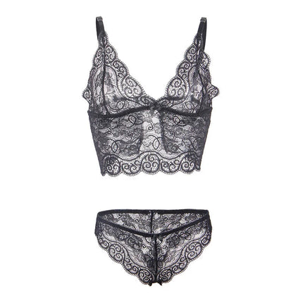 SUBBLIME - 953911 NACHTHEMD + HÖSCHEN AUS SEIDE UND SPITZE SCHWARZ S/M - Sexy Dessous-Set