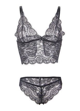 SUBBLIME - 953928 NACHTHEMD + HÖSCHEN AUS SEIDE UND SPITZE SCHWARZ L/XL - Sexy Dessous-Set