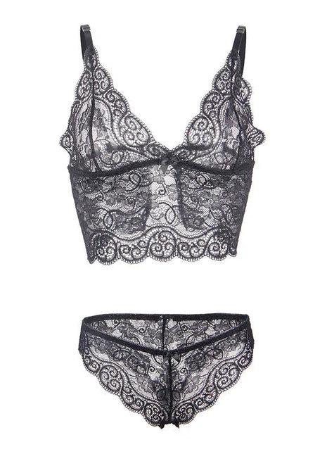 SUBBLIME - 953928 NACHTHEMD + HÖSCHEN AUS SEIDE UND SPITZE SCHWARZ L/XL - Sexy Dessous-Set