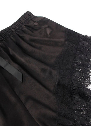 SUBBLIME - 953935 LÄSSIGE SEIDENNACHTHEMD + SPITZENHOSE SCHWARZ S/M - Sexy Dessous-Set