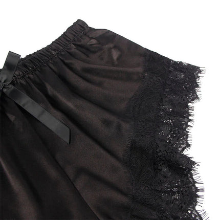 SUBBLIME - 953935 LÄSSIGE SEIDENNACHTHEMD + SPITZENHOSE SCHWARZ S/M - Sexy Dessous-Set