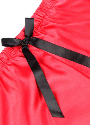 SUBBLIME - 953966 LÄSSIGE SEIDE NACHTHEMD + SPITZENHOSE SCHWARZ/ROT L/XL - Sexy Dessous-Set