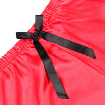 SUBBLIME - 953966 LÄSSIGE SEIDE NACHTHEMD + SPITZENHOSE SCHWARZ/ROT L/XL - Sexy Dessous-Set